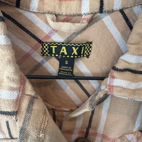 TAXI Plaid Yellow Shacket Womens Small - Picture 3 of 6